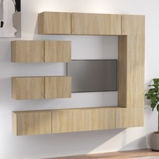 TV Schrank Set 7-tlg. Sonoma-Eiche Wohnwand Hängeschrank Schrankwand vidaXL