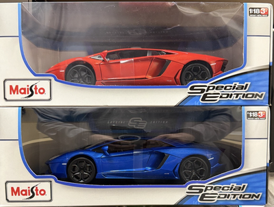Maisto 1/18 Lamborghini ミニカー 2台セット SET OF 2 LAMBORGHINI AVENTADOR 1 BLUE & 1 ORANGE 1:18 by MAISTO
