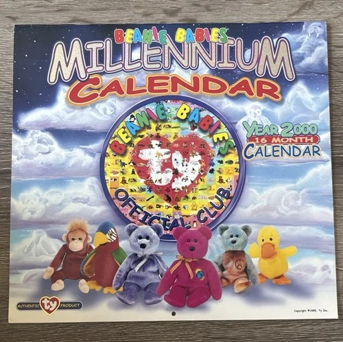1999 Ty Beanie Babies Millennium Calendar Year 2000 16 Month Y2K Vintage