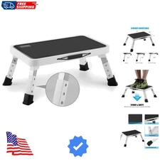Folding Step Stool, Height-Adjustable Step Stool with Non-Slip Platform, Step...