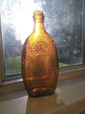 Vintage Whiskey One Pint Amber Glass Bottle Empty Made in USA
