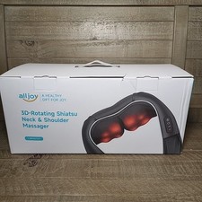 AllJoy Shiatsu Neck Shoulder Massager Heat Therapy 3D Rotating 3 Speeds Auto Off