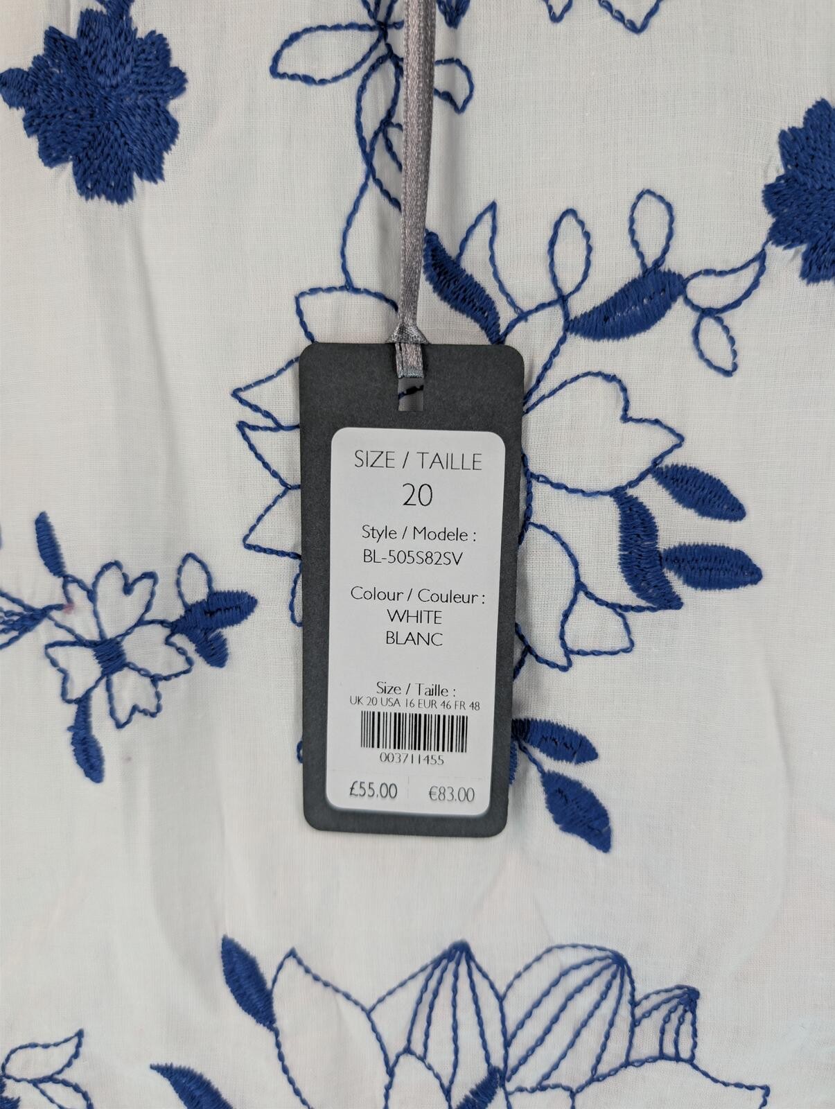Laura Ashley White Blue Floral Embroidered Sleeveless Top | Size 20 | NWT image 2