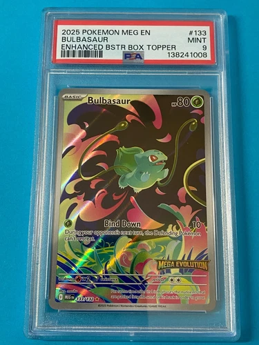 Bulbasaur 133/132 Stamped Mega Evolution Box Topper PSA 9 | Pokémon NM-MT