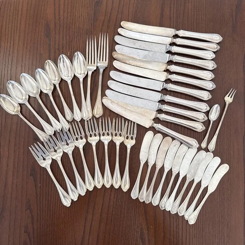 VTG LOT 40-PC TOWLE PAUL REVERE STERLING FLATWARE 1549 G W/MONO Stainless blades