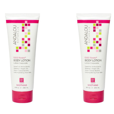 Andalou Naturals 1000 Roses Soothing Body Lotion - Improve Skin PACK OF 2
