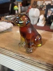Fenton Iridescent Labrador Amber Dog Figure