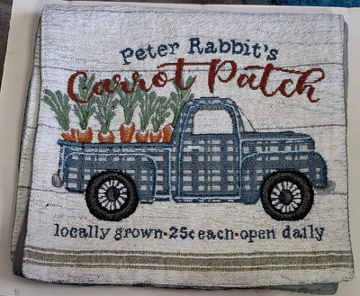 Spring Table Runner Easter Peter Rabbit Carrot Patch 12''x72'' Tapestry Blue Truck