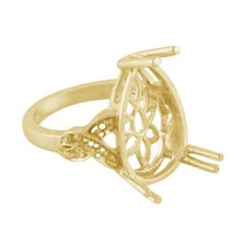 Semi Mount Pear 11.75X19MM Cabusion Cut Engagement Ring Sterling Silver