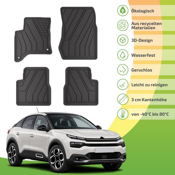 GummifußMatten Fussmatten Eco Friendly FüR Citroen C4 Hybrid Ab 2024-image