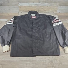 VTG RJS Racing Equipment Full Zip-Up Jacket Men’s M Black White Strips FR USA