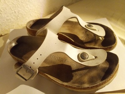 Birkenstock Gizeh weiß Gr. 37 ? sehr oft getragen mit Mängeln s. Beschreibung