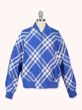 Burberry Plaid Bomber Jacket Size 14Y Blue Ch...