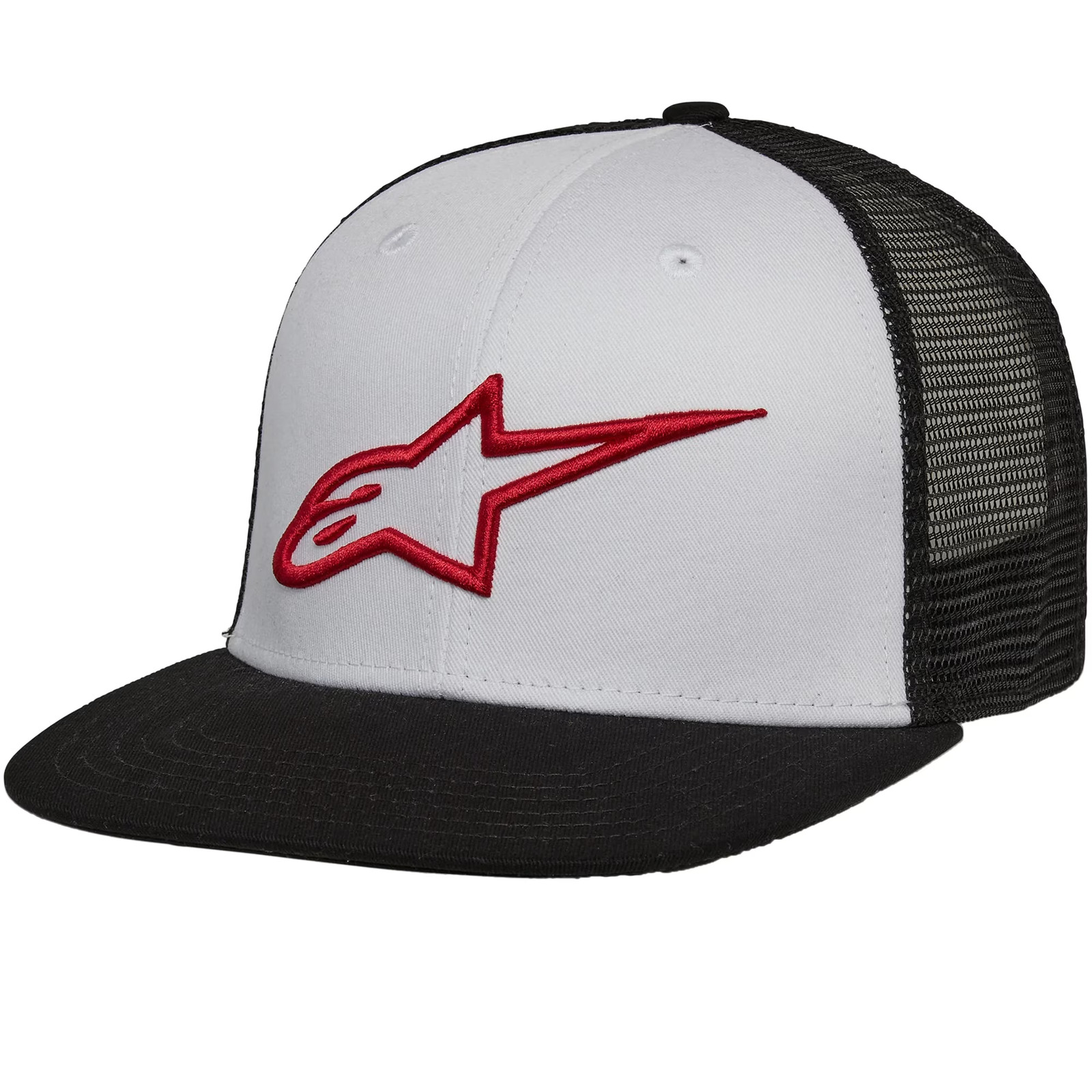 Alpinestars Corp Trucker Snap Back Motorcycle Trucker Cap Hat - White / Black