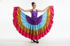Satin 25 Yard Multi Color Belly Dance Skirt 4 Tiered Gypsy Flamenco Ruffle ATS