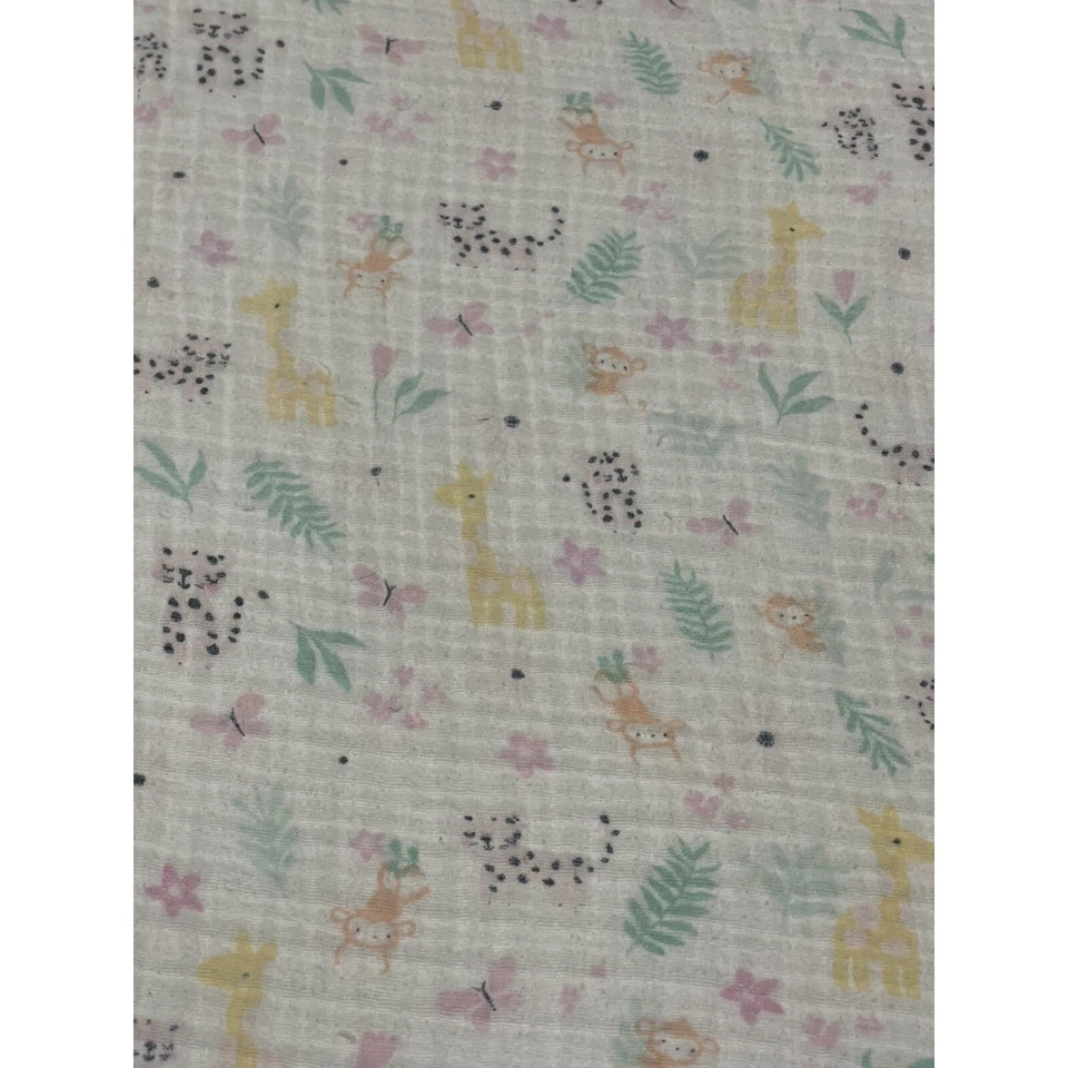 Parent's Choice Jungle Muslin Blanket Swaddle Baby Receiving Monkey Giraffe Cat - Image 3 of 4