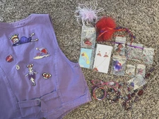 RED HAT SOCIETY Lot - Purple Vest + Jewelry + More VGC