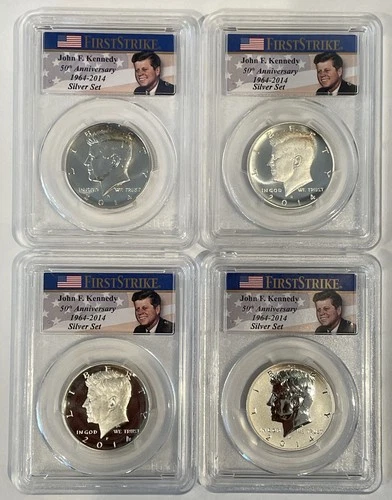 2014 Kennedy half dollar proof set, PCGS graded PR70, MS69, MS69, PR69