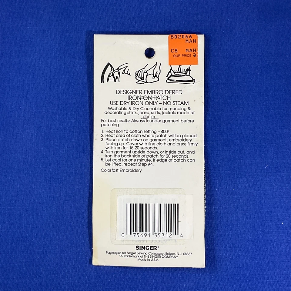 Vintage Singer Designer Embroidered Iron On Patch Colorful CLOWN Face #35306 - Image 2 of 4