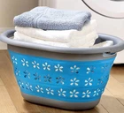 40L Collapsible Plastic Laundry Basket Bin Strong Large Space Saving Foldable
