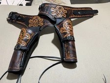 COWBOY HOLSTER WESTERN TOOLED LEATHER SINGLE DOUBLE ACTION REVOLVER PISTOL COVER