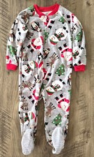 Carter's Kid's Super Comfy Full Front Zip Footed Santa Christmas Pajama Size 4T
