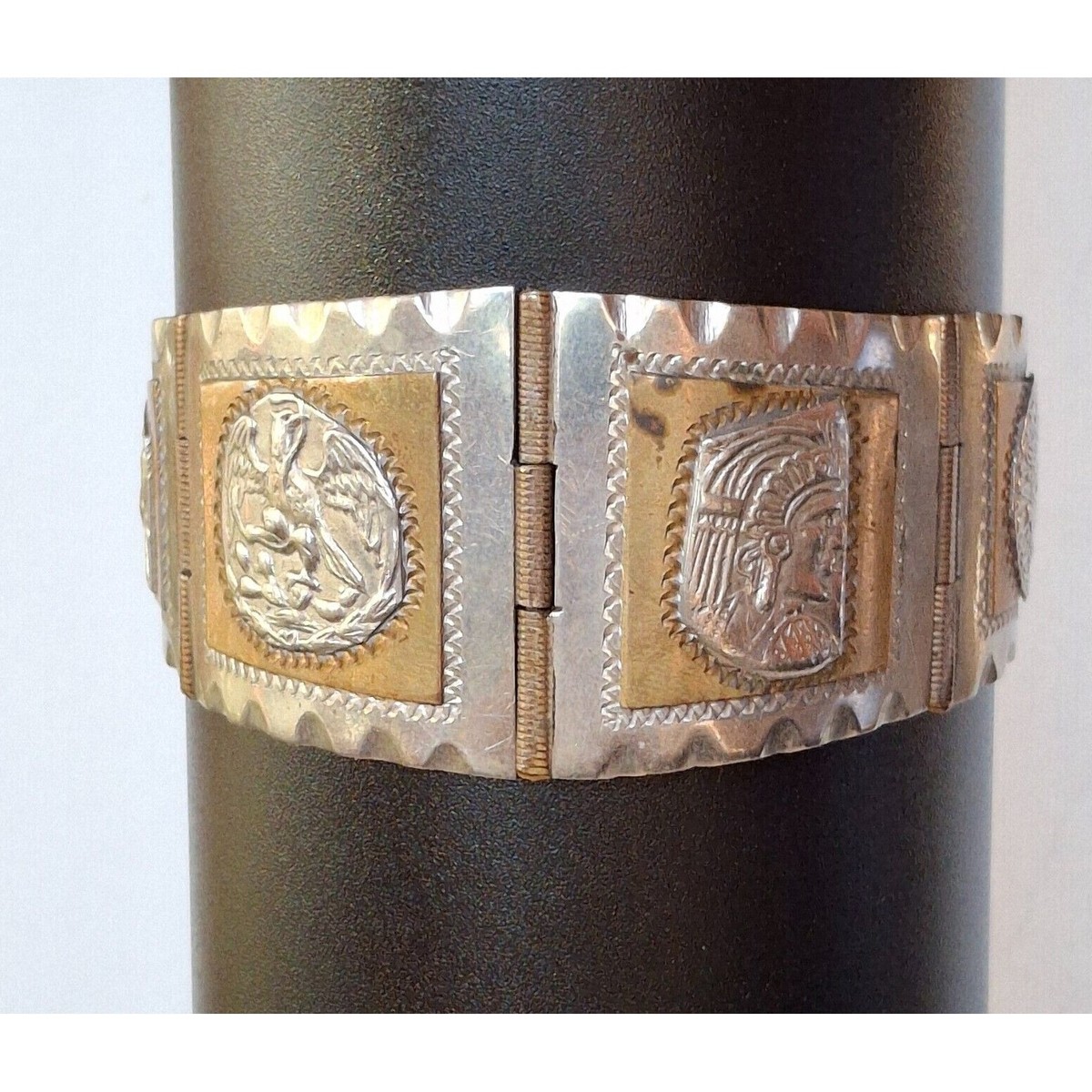 アクセサリー taxco vintage bracelet Vintage Taxco Sterling Silver Patterned Link Bracelet
