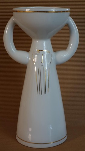 RARE HUGE VTG NAAMAN PORCELAIN WHITE GLAZED GILT STATUE FIGURAL VASE - ISRAEL - 第 1/12 張圖片