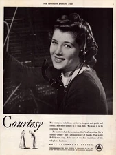 1940 Bell Telephone Woman Switchboard Operator Courtesy Vintage Print Ad-CRC1