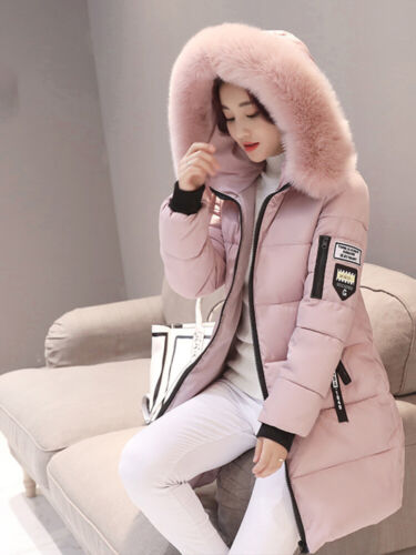 Fur Collar Hooded Coat Women Puffer Jacket with Zipper Pockets Design for Winter - Picture 7 of 12