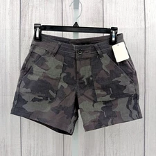 Prana Woman's Grey Camo Shorts, Size 0, Light Grey and Dark Grey 6-AD10