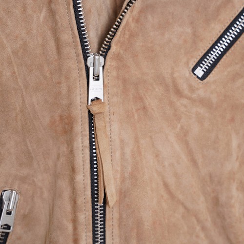 ALL SAINTS Suede Leather Jacket EXTRA LARGE Mens Biker Bomber Beige Tan LEO XL - Picture 7 of 21