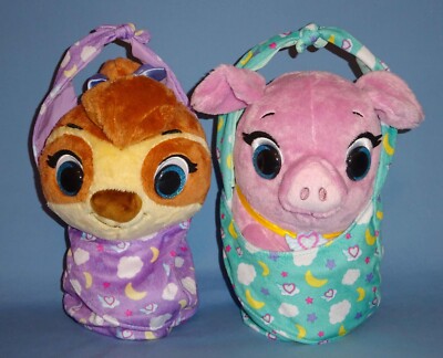 Disney Jr.PLUSH T.O.T.S. Cuddle-Wrap Pearl Piglet-Sunny Sloth-pouch blankets LOT