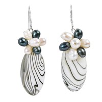 Black-white Pearl-mother Of Pearl .925 Silver Earrings Black-white Pearl-mother Of Pearl .925 Silver Earrings