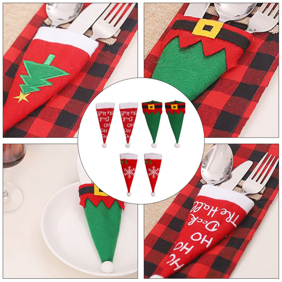 9 Pcs Christmas Cutlery Set Hat Silverware Holder Flatware Holders eBay