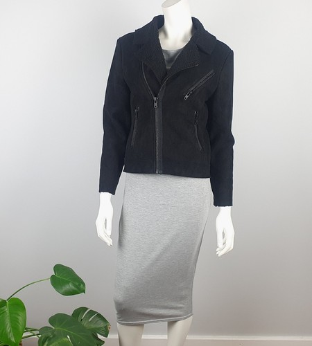 Nana Judy Size S, 8 Bomber Motorcycle Jacket Black Thick Lining Zip BNWT $140 - Imagen 7 de 13