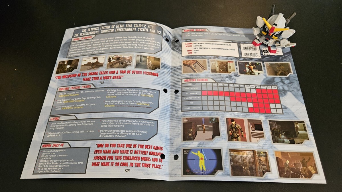 Konami E3 Metal Gear Solid 2 Subsistance MGS2 Promo Sheets Flyer