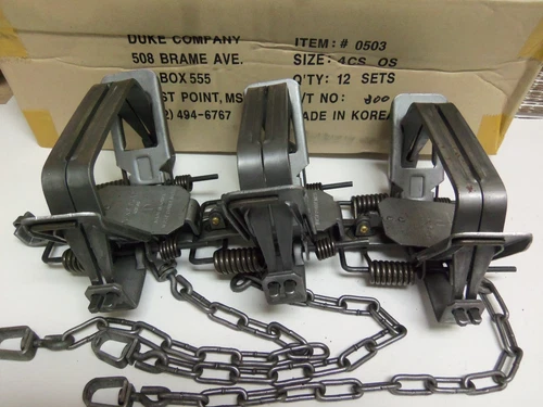 3 New Duke # 4 OFFSET 4X4 Coil Spring Traps 0503 Coyote Lynx Bobcat Trapping