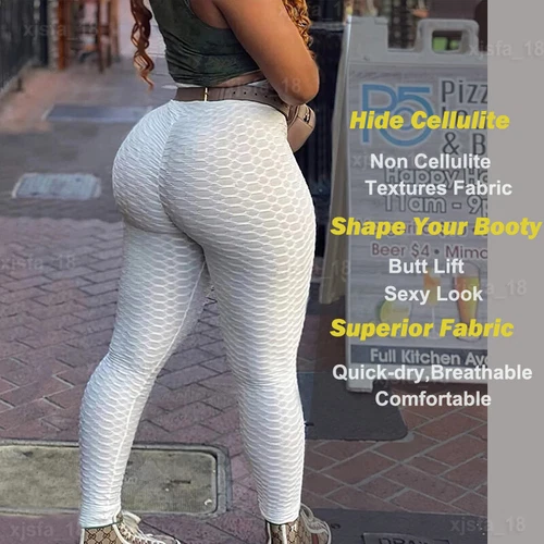 US berühmte Tiktok Booty Leggings, Butt Lift hochtaillierte Yoga Hose Frauen strukturiert - Bild 25 von 28