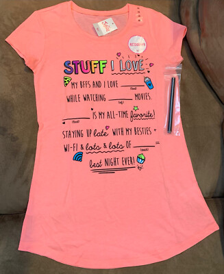 JUSTICE STUFF I LOVE T-SHIRT SZ 8 BESTIES/WIFI/LATTE PERSONALIZE