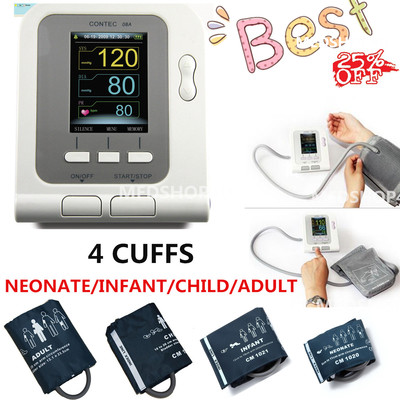 US,Digital Blood Pressure Monitor CONTEC08A+Neonatal/Pediatrics/Child/Adult cuff