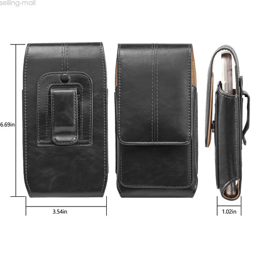 Cell Phone Vertical PU Leather Carrying Pouch Case Cover Holster Belt Loop - Picture 5 of 16