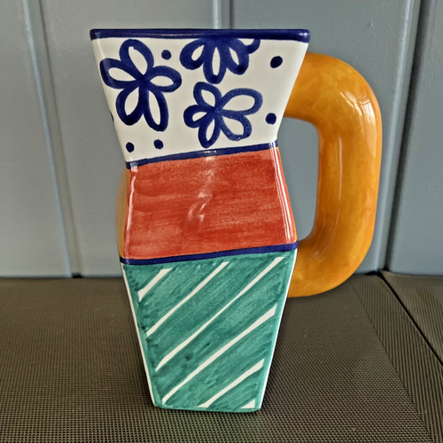 Brocca/vaso ceramica Benlloch Spagna vintage astratto anni 60 10"X7" firmato a mano - Foto 3 di 14