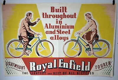 Original vintage 1950's Royal Enfield Bicycle Bike Poster Travel