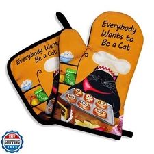 zcyhtqp, Everybody Wants to be a Cat, Funny Silicone Non-Slip Oven Mitts and 