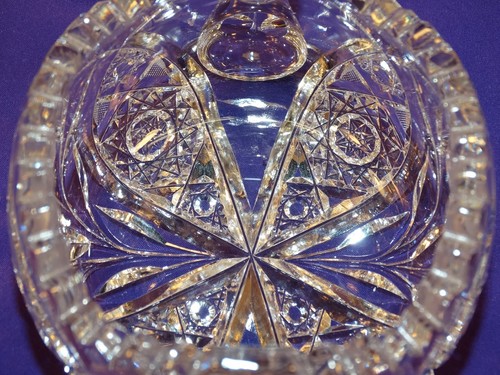 BEAUTIFUL ABP AMERICAN BRILLIANT CUT GLASS SUGAR BOWL POINTED LOOPS & FLOWER - Picture 9 of 12