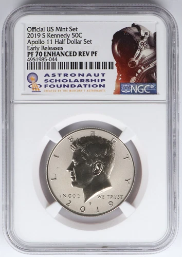 2019-S Enhanced Reverse Proof Kennedy Half Dollar Apollo 11 Set NGC PF70 50c