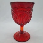 L.G. Wright by Fenton Double Wedding Ring Ruby Stemmed Glass Water Goblet 8oz