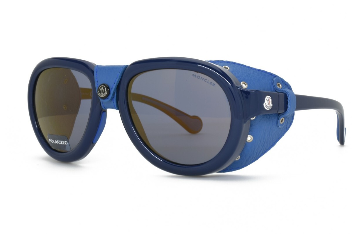 MONCLER Shield Sunglasses Genuine Leather Shield Blue 0090  display picture 2