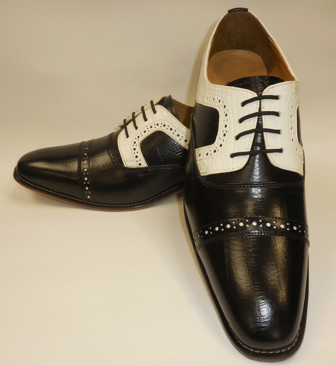Mens Black White Detail Old School Oxford Fashion Dress Mens Black White Detail Old School Oxford Fashion Dress
